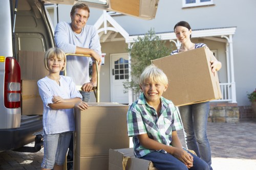 Packed boxes and household items prepared for man and van removals
